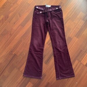 Abercrombie & Fitch Burgundy corduroy wide leg pants